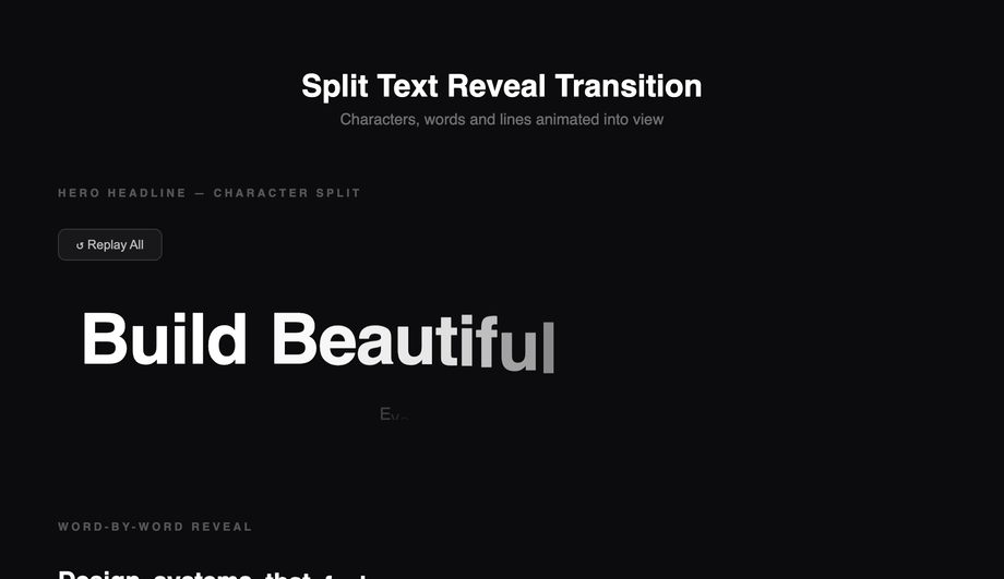 Split Text Reveal Transition — preview