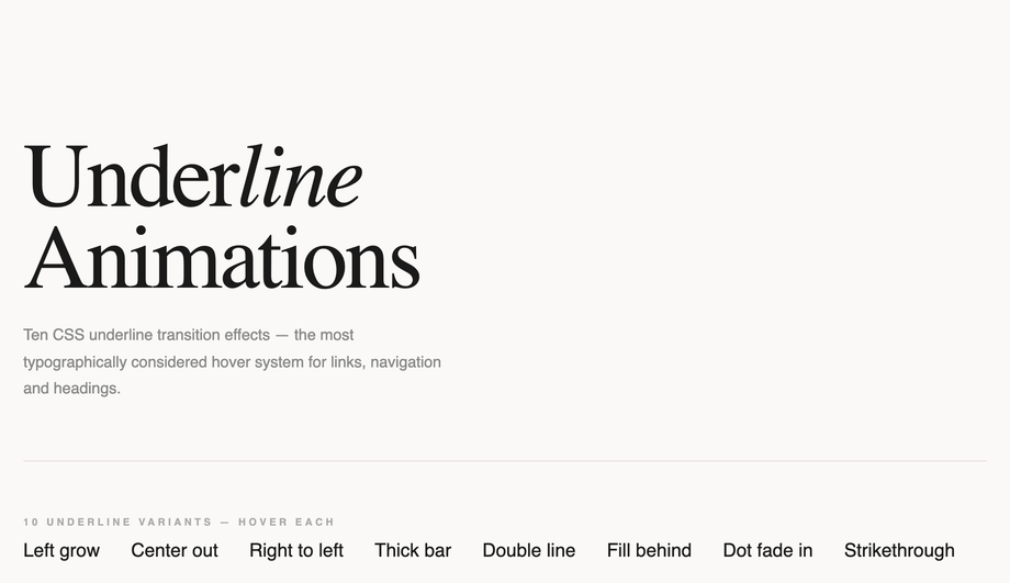 Underline Animation Hover — preview