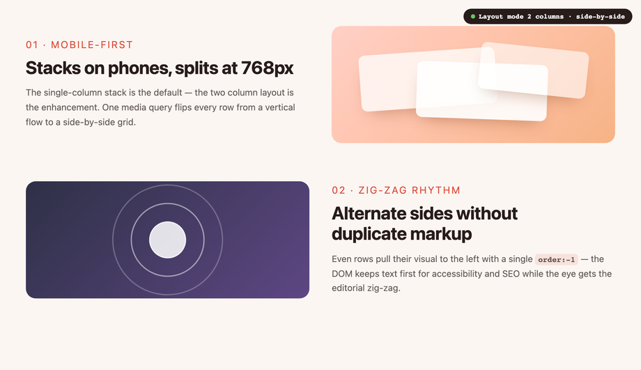 CSS Responsive Two Column Layout — preview