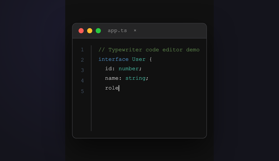 CSS Typewriter Code Editor Syntax — preview