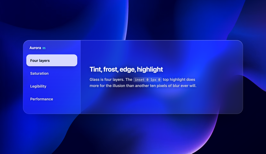 Glassmorphism Vertical Tabs (Frosted Sidebar) — preview