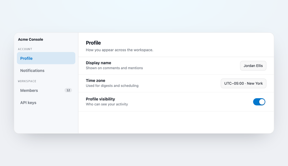 Settings Panel Vertical Tabs (SaaS Admin) — preview