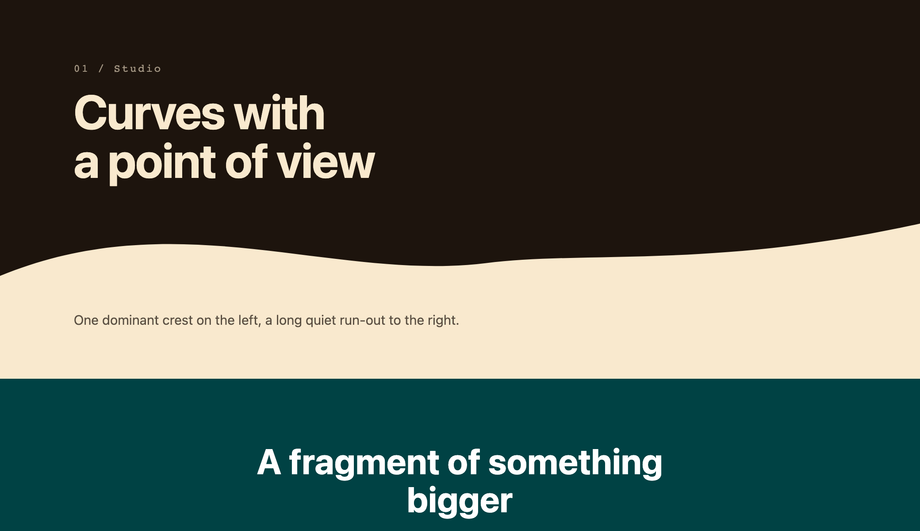 Asymmetrical organic SVG section wave CSS — preview